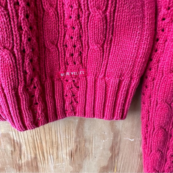 Blue Willi’s Red Cotton Cable Knit Full Zip Cardigan sweater - Picture 8 of 13